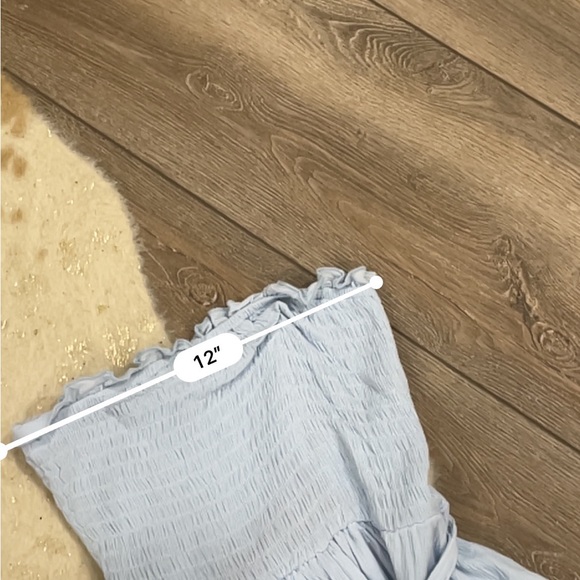 Light blue ruffled tiered smocked strapless romper - Picture 3 of 5